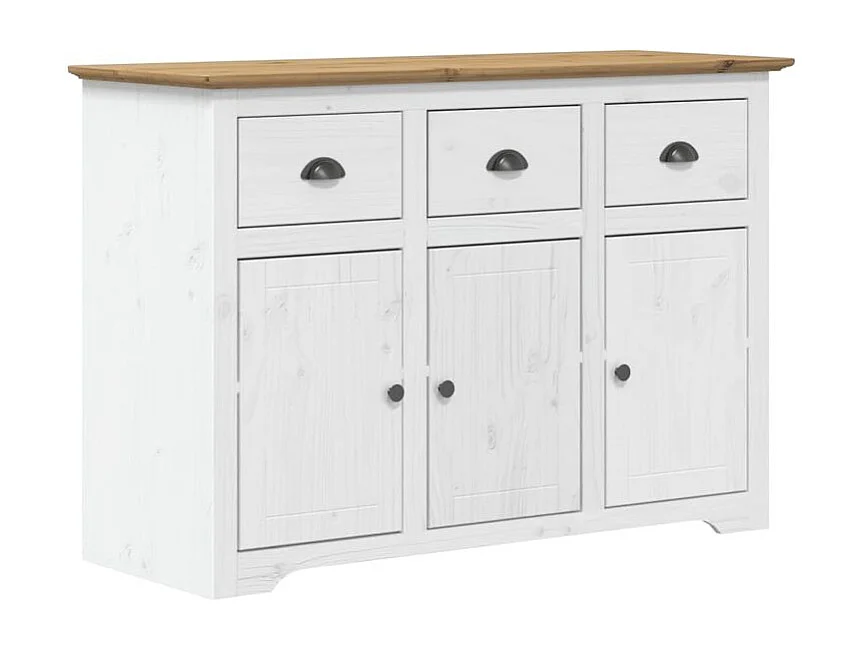 Buffet BODO blanc et marron 115,5x43x200,5 bois massif de pin