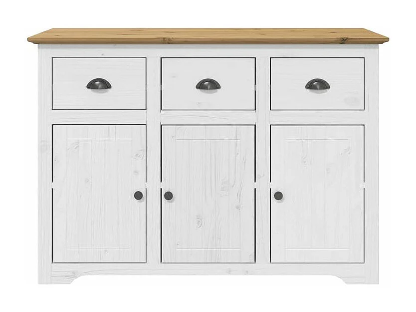 Buffet BODO blanc et marron 115,5x43x200,5 bois massif de pin