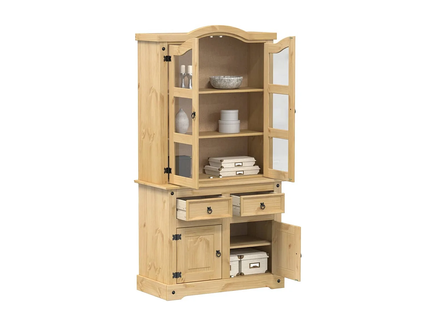 Vitrine en verre Corona 100x48,5x179 bois massif de pin