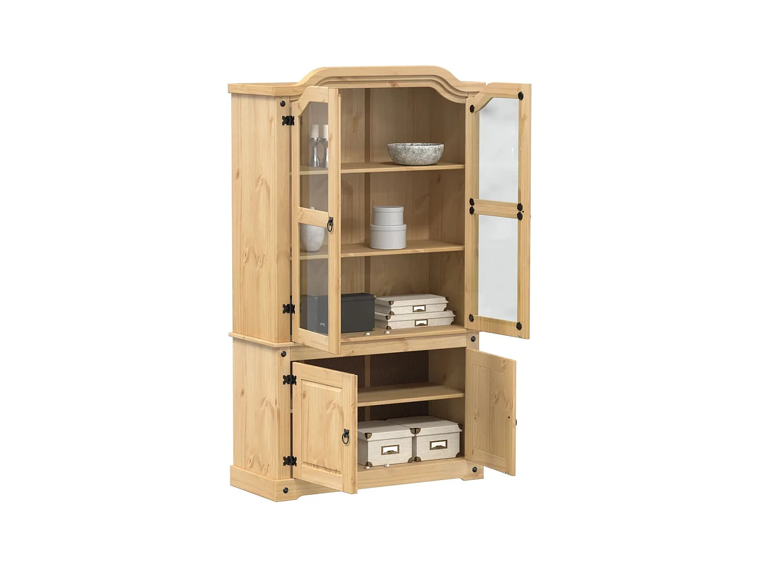 Vitrine en verre Corona 103,5x42x180 bois de pin massif