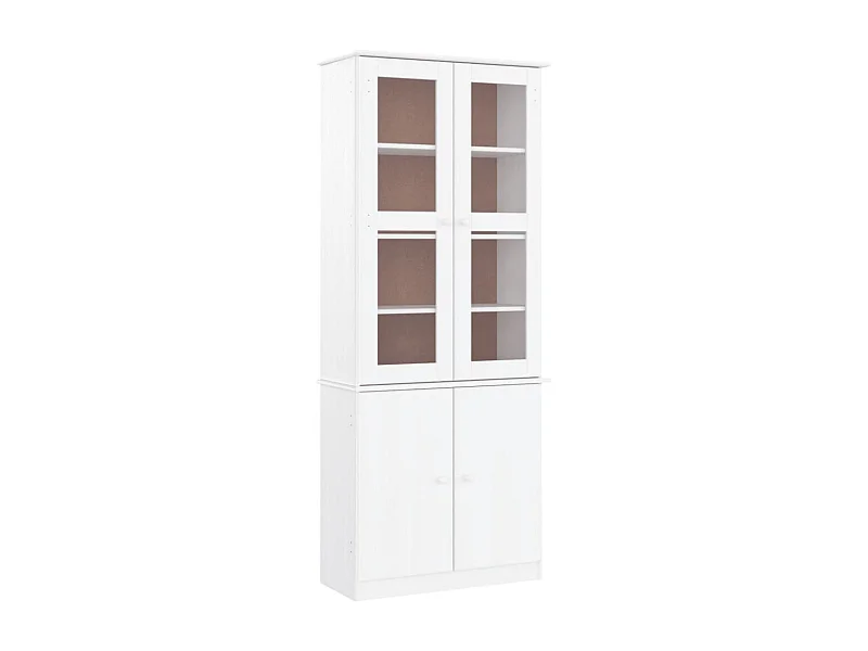 Vitrine en verre ALTA blanc 77x35x186,5 bois de pin massif