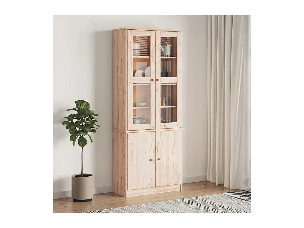 Vitrine en verre ALTA 77x35x186,5 bois de pin massif