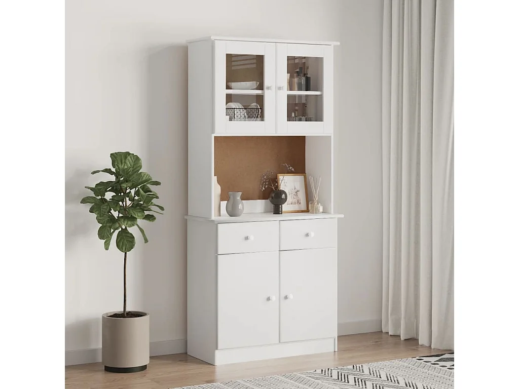 Buffet ALTA blanc 77x35x165 bois massif de pin