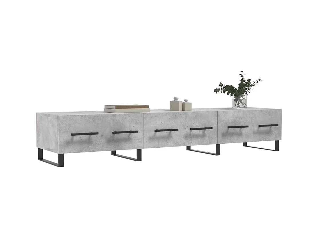 Meuble TV gris béton 150x36x30 bois d'ingénierie