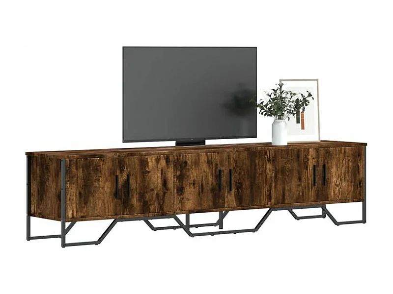 Meuble TV chêne fumé 180x34x41 bois d'ingénierie