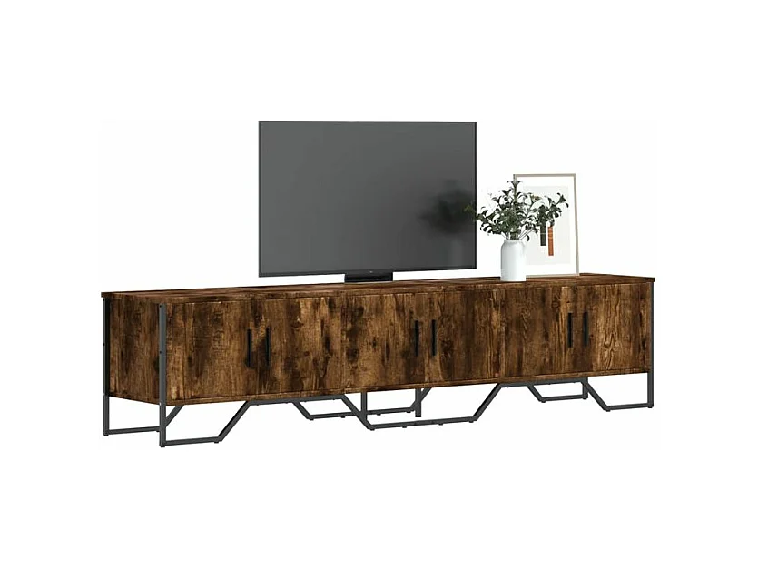 Meuble TV chêne fumé 180x34x41 bois d'ingénierie