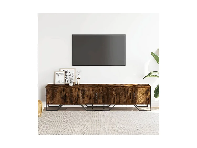 Meuble TV chêne fumé 180x34x41 bois d'ingénierie