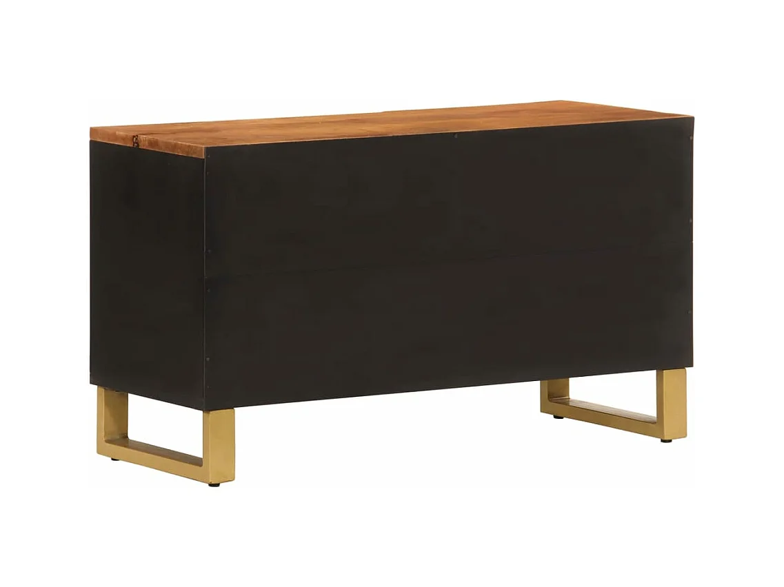 Meuble TV marron et noir 80x31,5x46 bois massif de manguier