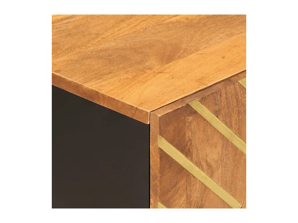 Meuble TV marron et noir 80x31,5x46 bois massif de manguier