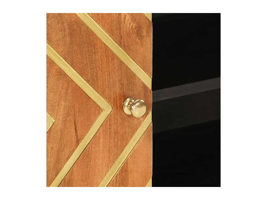 Meuble TV marron et noir 80x31,5x46 bois massif de manguier