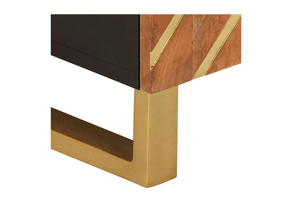 Meuble TV marron et noir 80x31,5x46 bois massif de manguier