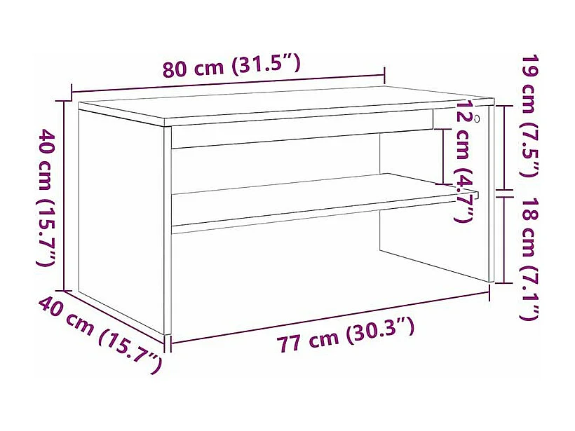 Meuble TV chêne noir 80x40x40 bois d'ingénierie