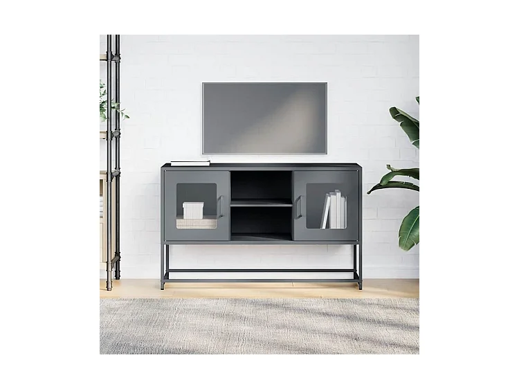Meuble TV anthracite 100,5x39x60,5 acier