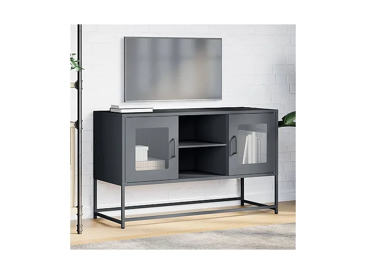 Meuble TV anthracite 100,5x39x60,5 acier