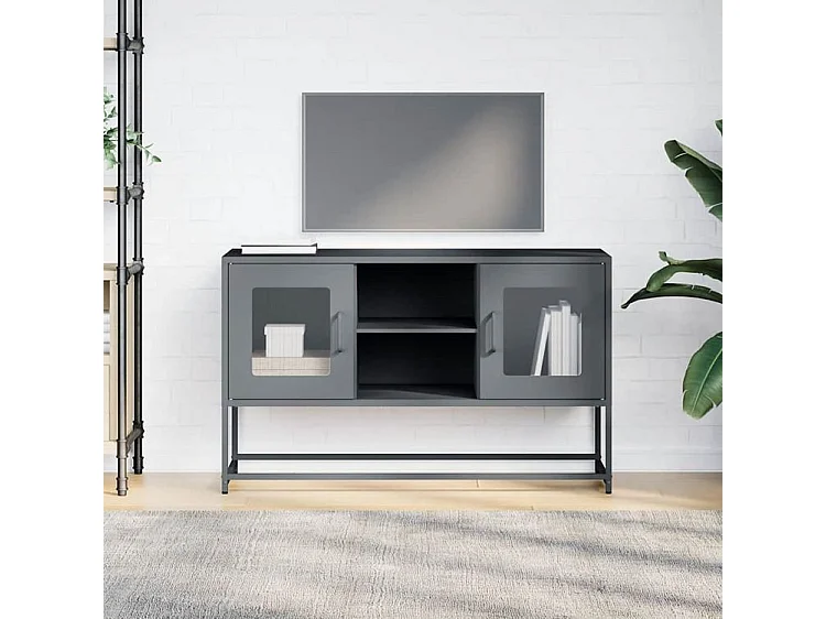 Meuble TV anthracite 100,5x39x60,5 acier