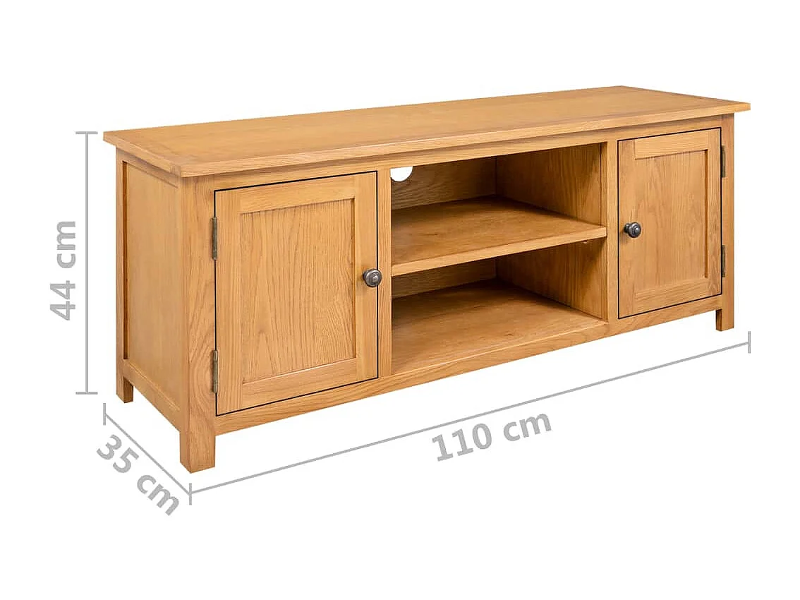Meuble TV 110x35x44 Bois de chêne massif 2