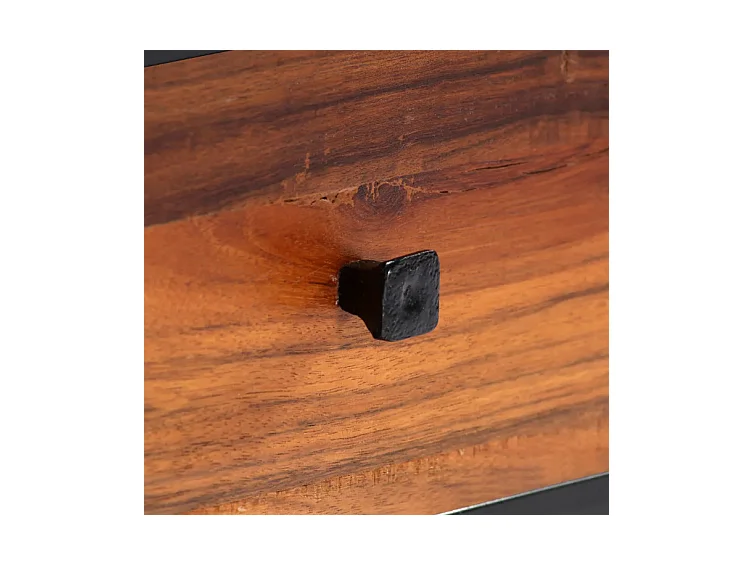 Meuble TV 2 portes 2 tiroirs bois massif recyclé et métal noir Souly