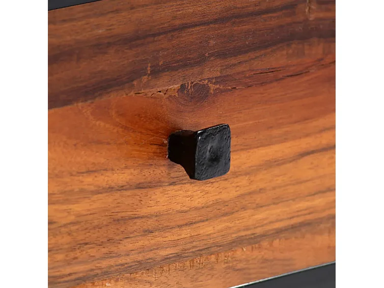 Meuble TV 2 portes 2 tiroirs bois massif recyclé et métal noir Souly