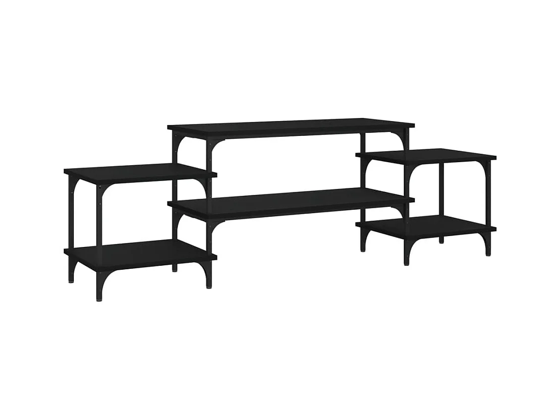 Meuble TV noir 157x35x52 bois d'ingénierie