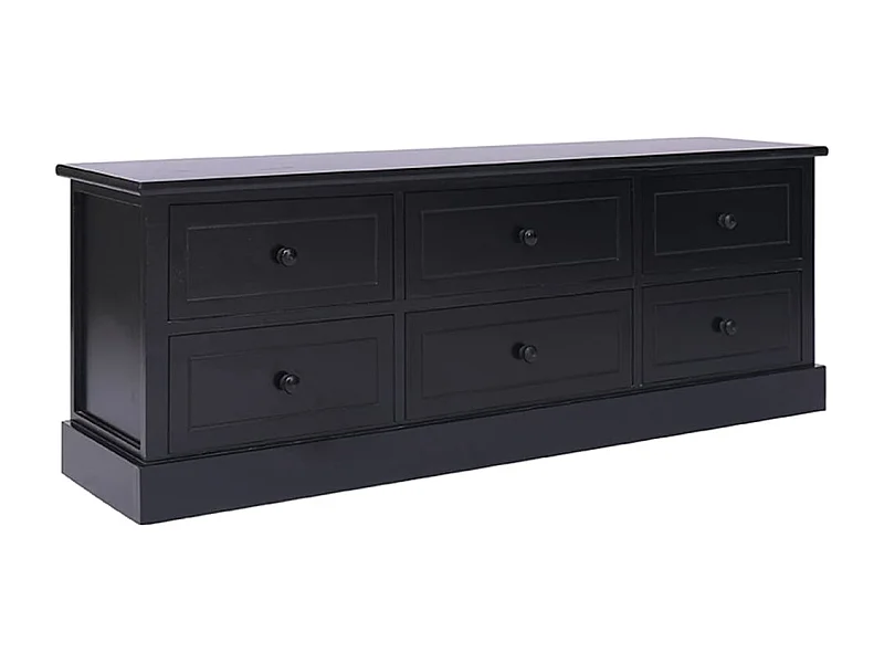 Meuble TV Noir 108x30x40 Bois de Paulownia solide