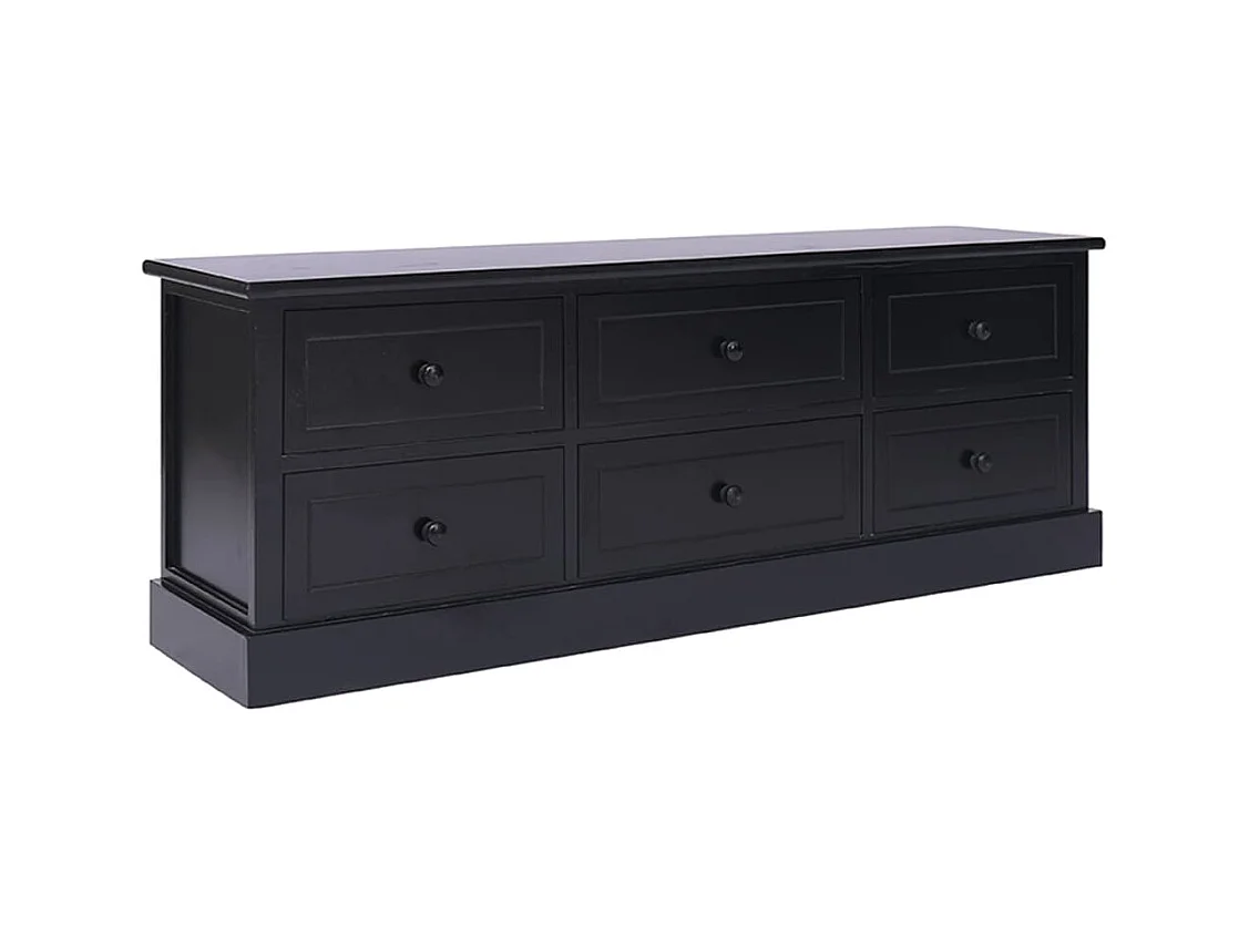 Meuble TV Noir 108x30x40 Bois de Paulownia solide