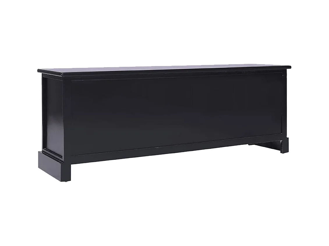 Meuble TV Noir 108x30x40 Bois de Paulownia solide