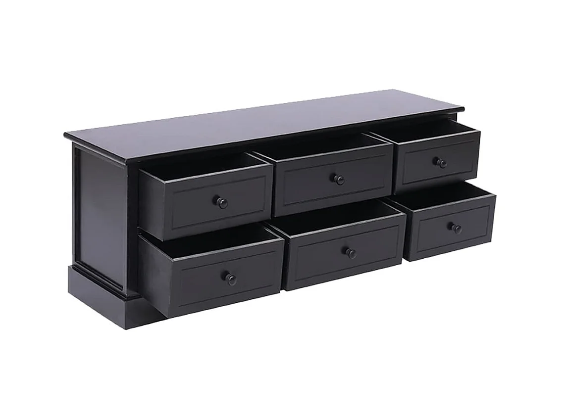 Meuble TV Noir 108x30x40 Bois de Paulownia solide