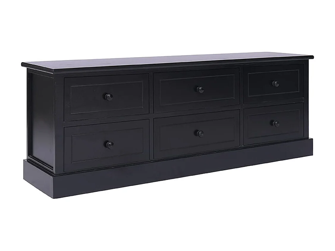 Meuble TV Noir 108x30x40 Bois de Paulownia solide