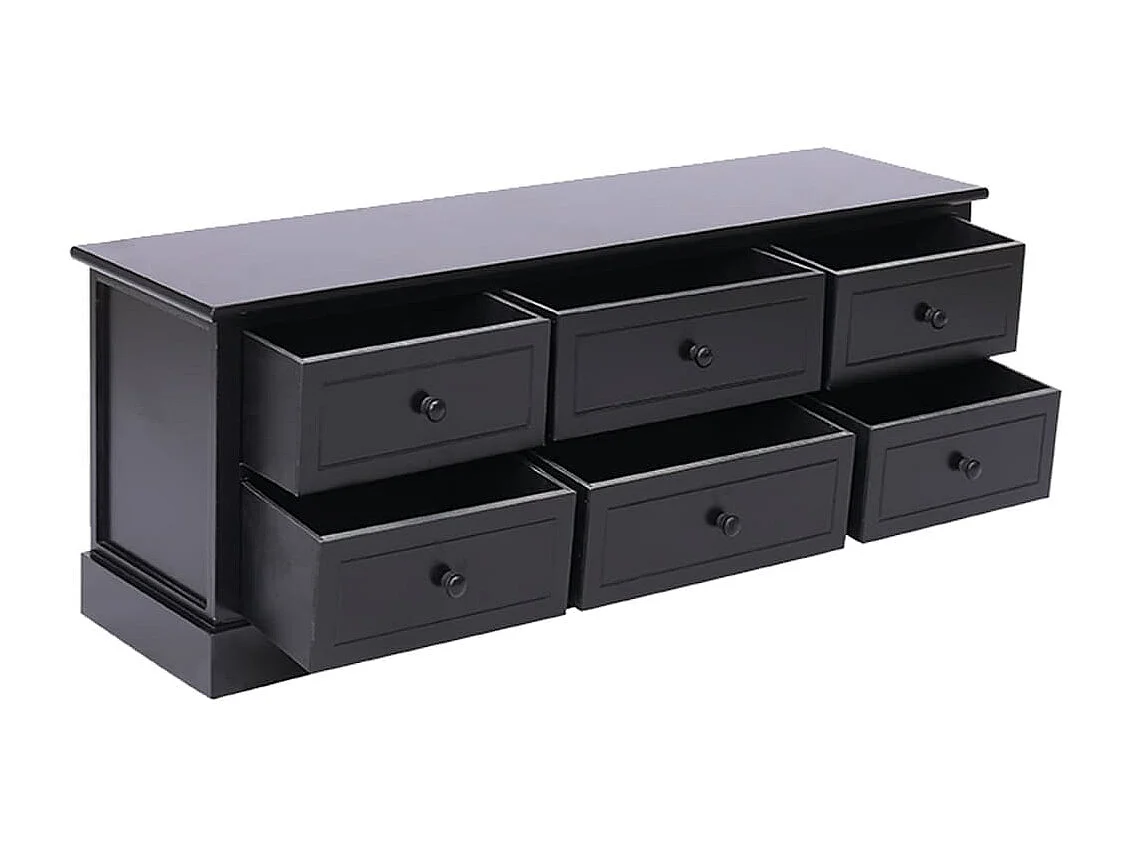 Meuble TV Noir 108x30x40 Bois de Paulownia solide