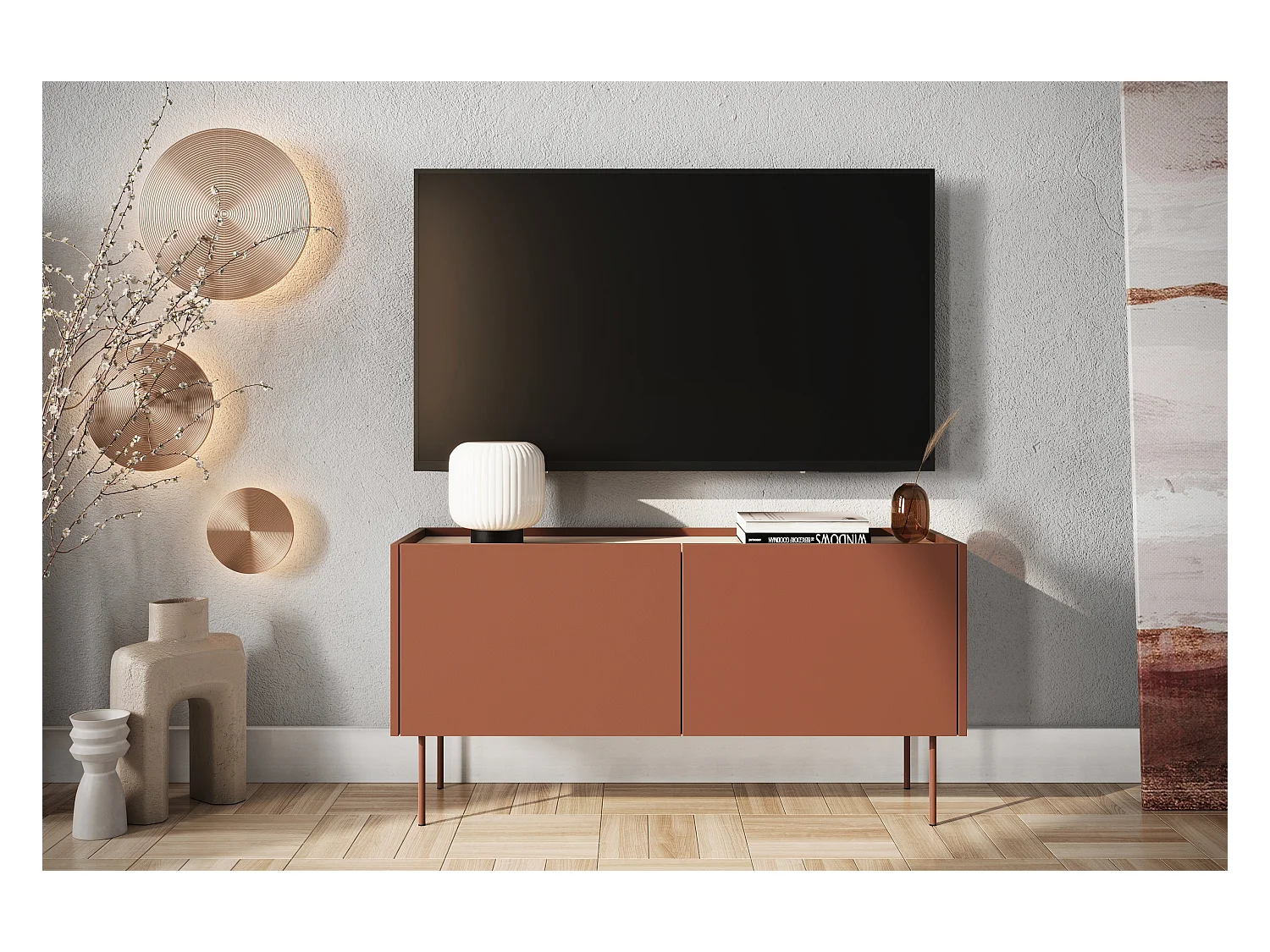 2-türiger TV-Schrank mit Metallfuß 120x60 cm