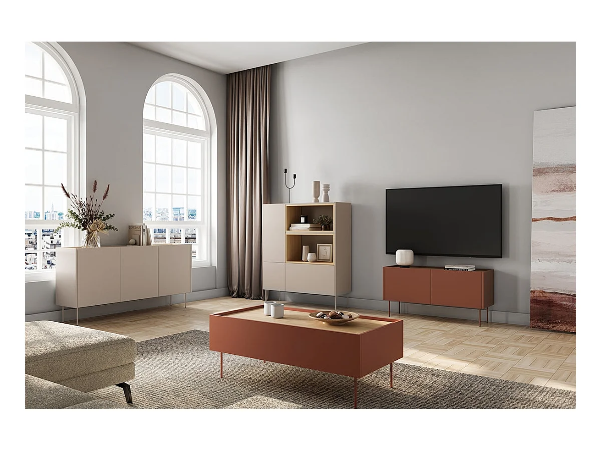 2-türiger TV-Schrank mit Metallfuß 120x60 cm