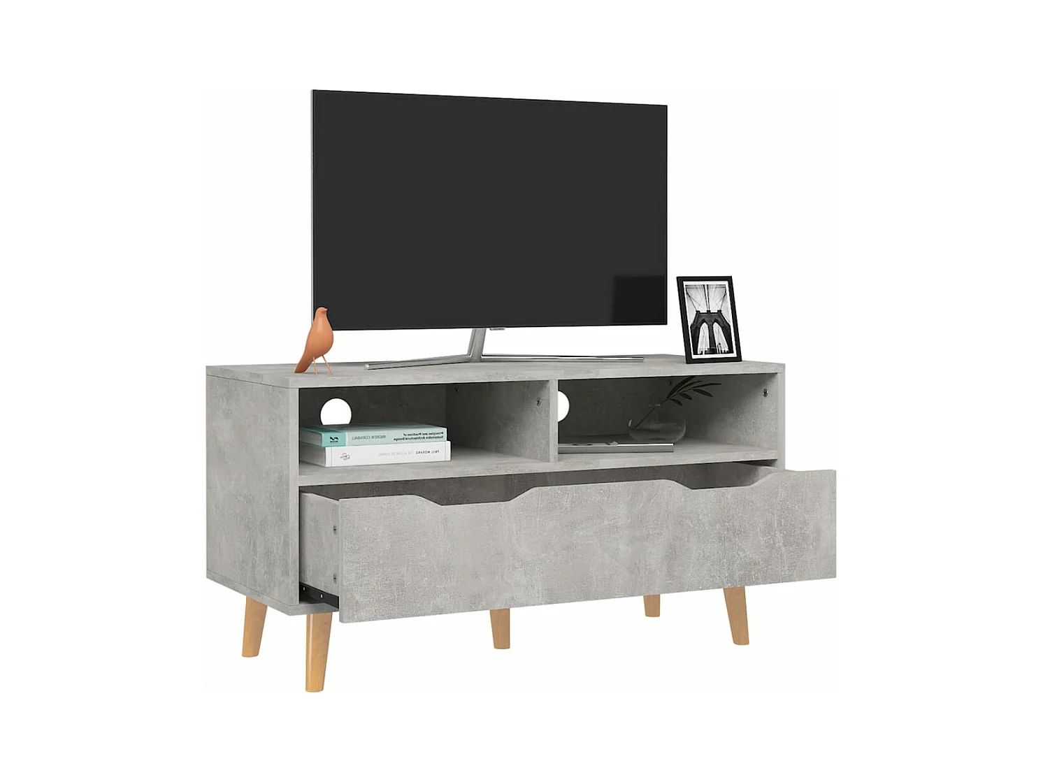 Meuble TV Gris béton 90x40x48,5 Scandy