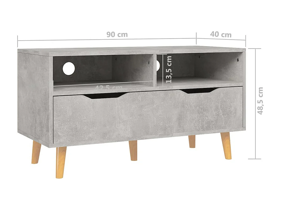 Meuble TV Gris béton 90x40x48,5 Scandy