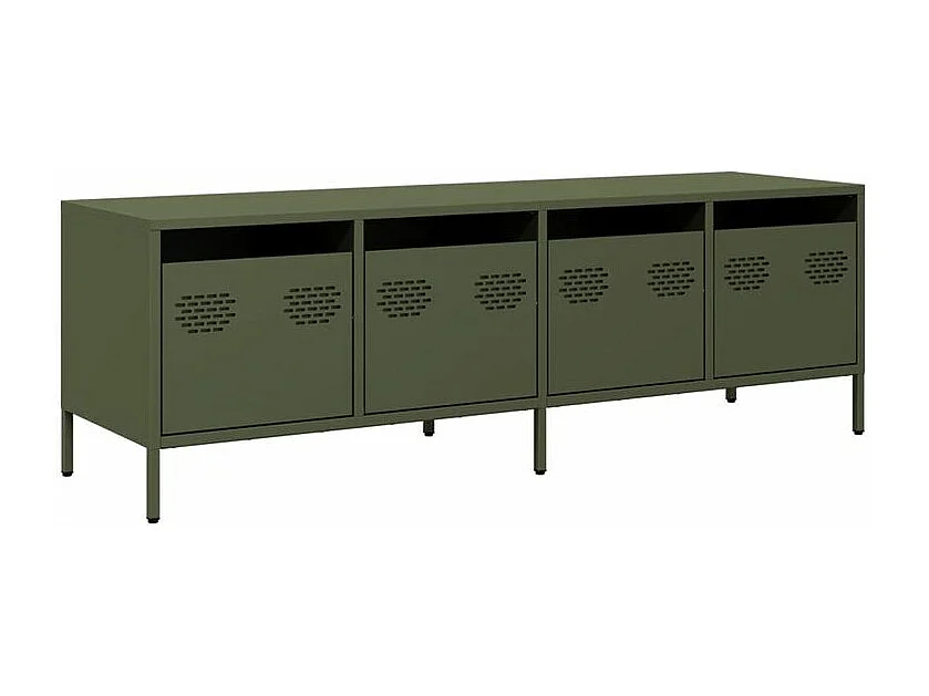 Meuble TV vert olive 135x39x43,5 acier laminé à froid