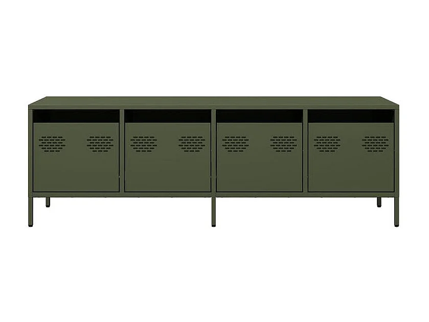 Meuble TV vert olive 135x39x43,5 acier laminé à froid