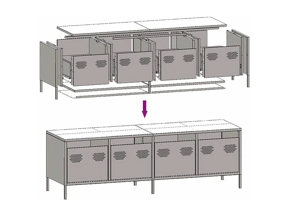 Meuble TV vert olive 135x39x43,5 acier laminé à froid