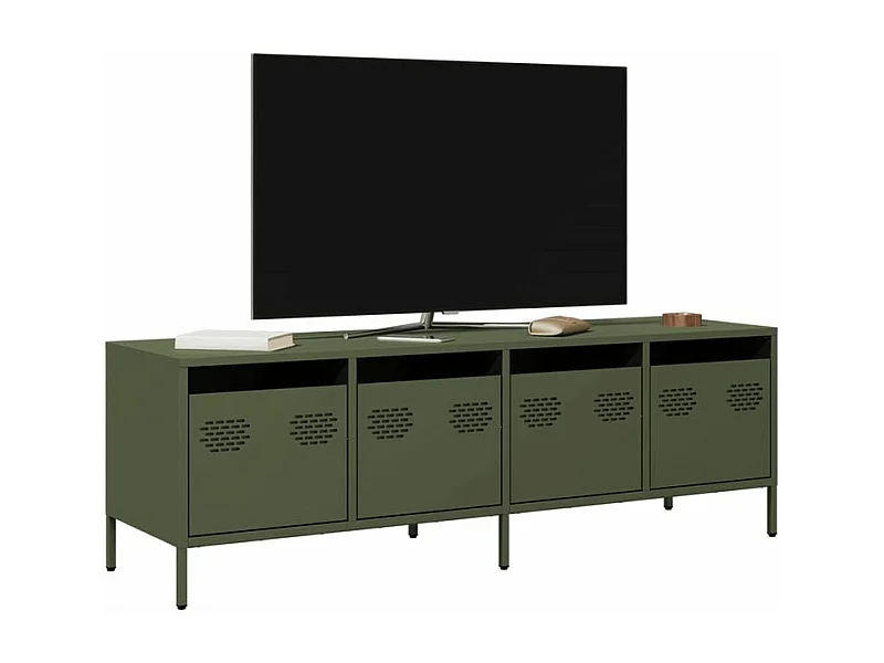 Meuble TV vert olive 135x39x43,5 acier laminé à froid