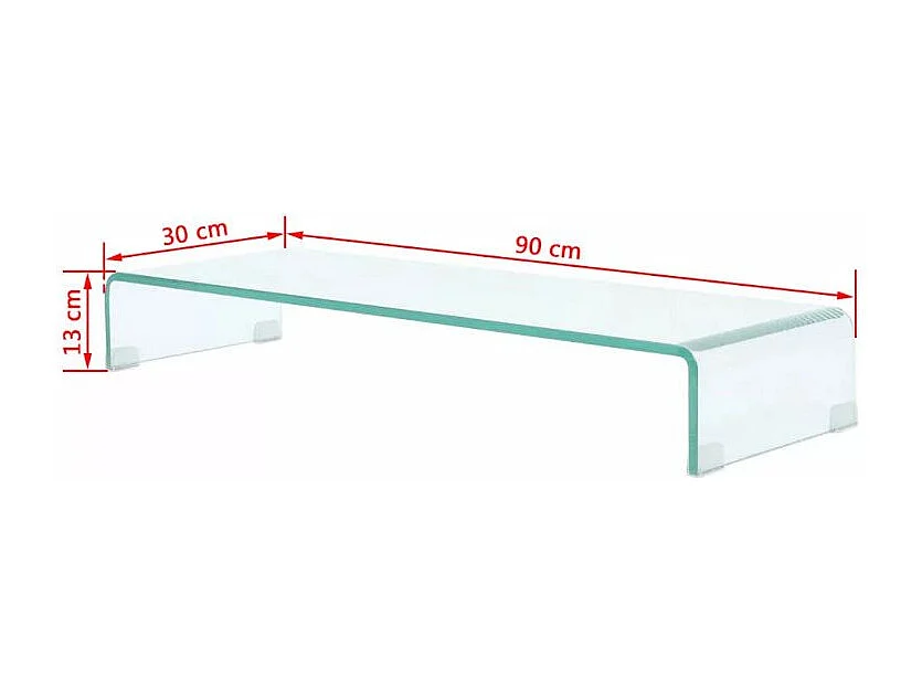 Meuble TV verre trempé transparent Martial L 90