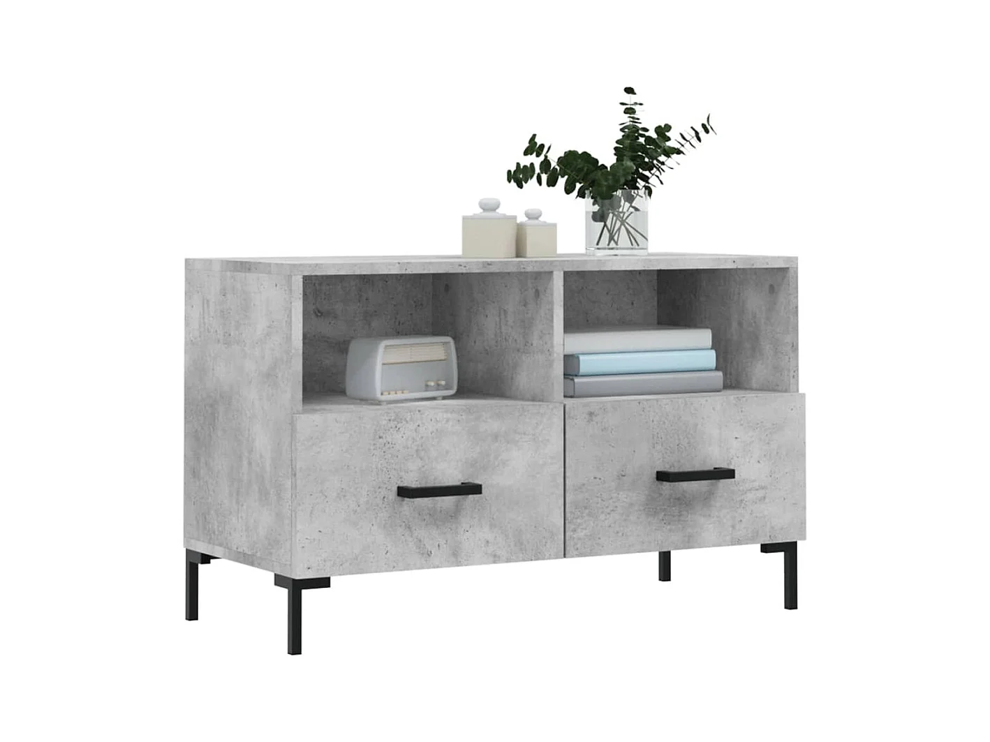 Meuble TV Gris béton 80x36x50 Bois d'ingénierie