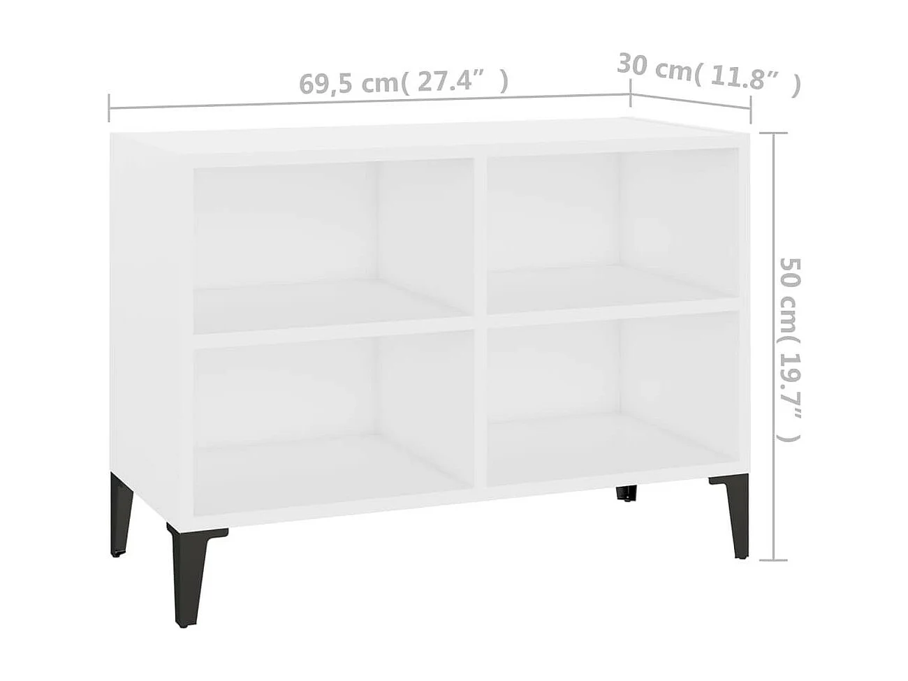 Meuble de rangement avec pieds en métal Blanc 69,5x30x50