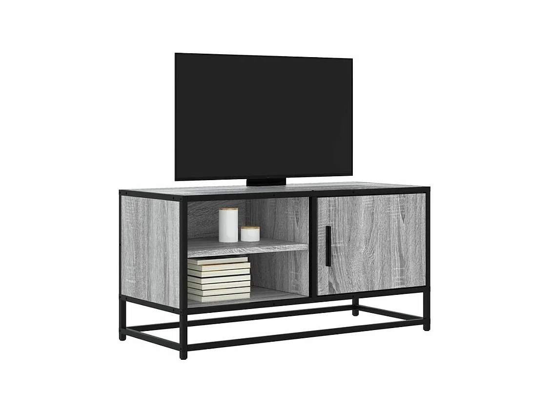 Meuble TV sonoma gris 80x34,5x40 bois d'ingénierie et métal