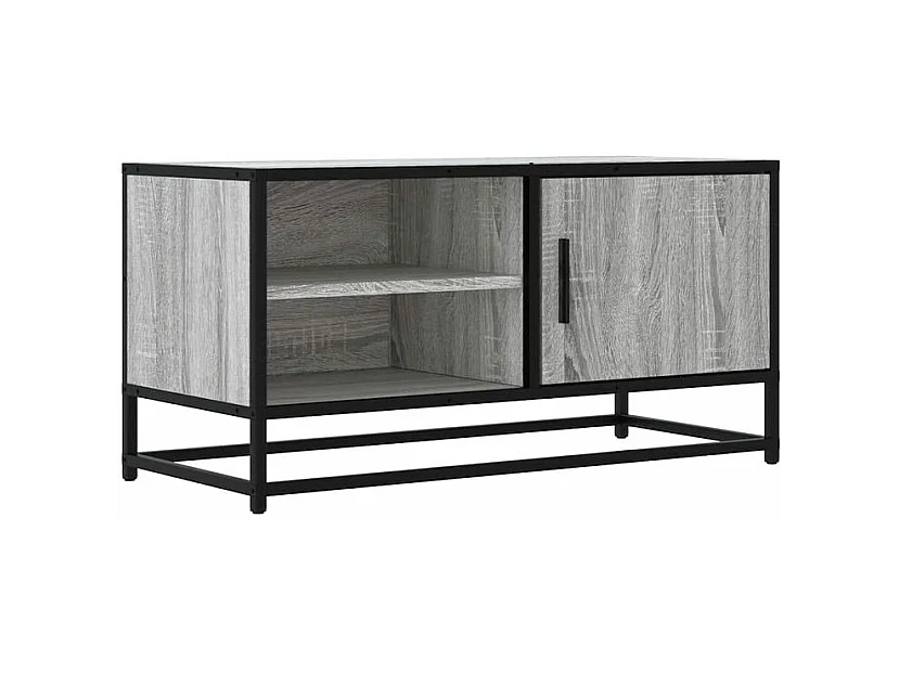 Tv-meubel 80x34,5x40 cm bewerkt hout metaal grijs sonoma eiken