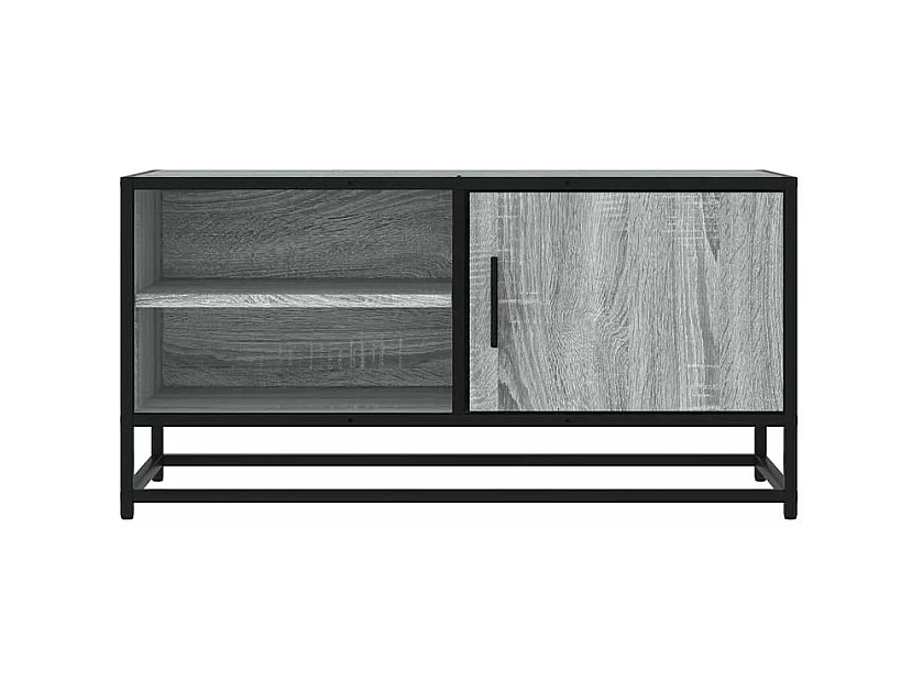 Tv-meubel 80x34,5x40 cm bewerkt hout metaal grijs sonoma eiken