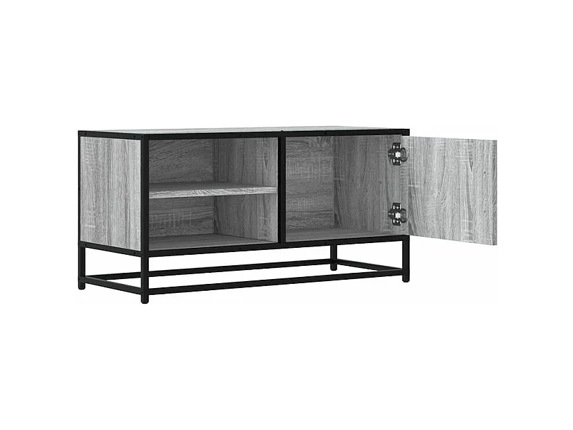 Tv-meubel 80x34,5x40 cm bewerkt hout metaal grijs sonoma eiken