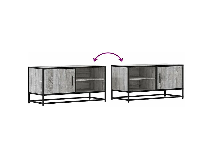 Tv-meubel 80x34,5x40 cm bewerkt hout metaal grijs sonoma eiken