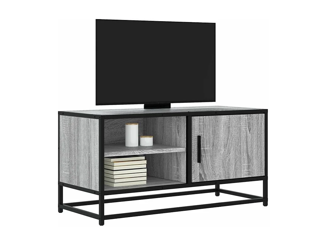 Meuble TV sonoma gris 80x34,5x40 bois d'ingénierie et métal