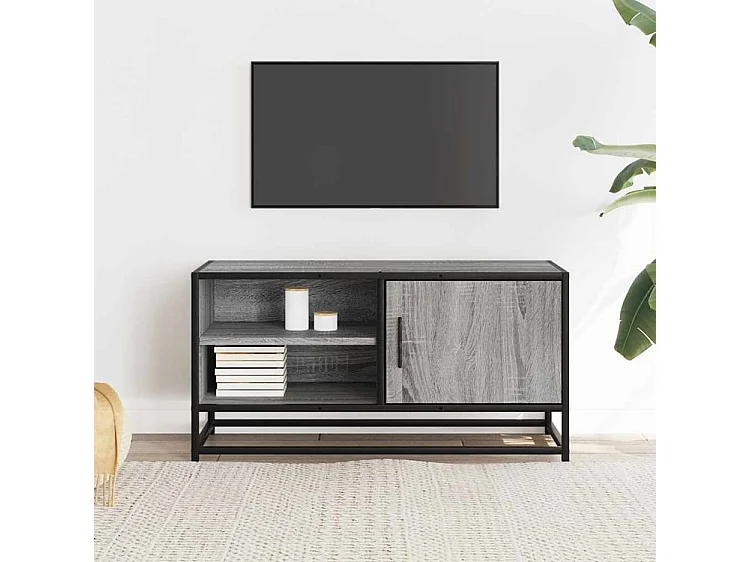 Meuble TV sonoma gris 80x34,5x40 bois d'ingénierie et métal