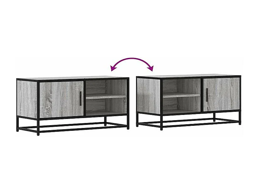 Meuble TV sonoma gris 80x34,5x40 bois d'ingénierie et métal