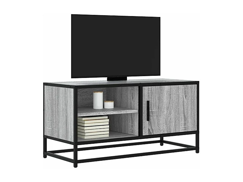 Meuble TV sonoma gris 80x34,5x40 bois d'ingénierie et métal