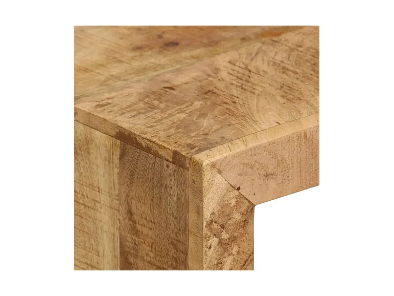 Meuble TV manguier massif clair et métal noir Zoula 115cm